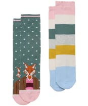 Women's Joules Everyday Sock - 2 Pack - Green Jonty