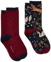 Women's Joules Everyday Sock - 2 Pack - Navy Woodland