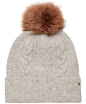 Women's Joules Cable Knit Bobble Hat - Grey