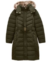 Women's Joules Aspen Showerproof Longline Padded Coat - Dark Green