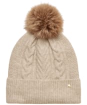 Women's Joules Cable Knit Bobble Hat - Oatmeal