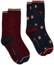 Women's Joules Everyday Sock - 2 Pack - Navy Mini Dog