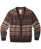 Men's Aubin Wheldrake Fairisle Cardigan - Khaki Fairisle