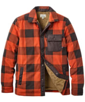 Men’s Passenger Clothing Firelight Sherpa Lined Overshirt - Dark Rust Buffalo Check