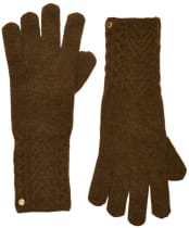 Women's Joules Cable Knit Gloves - Khaki Green