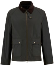 Men's Barbour Short Bedale Waxed Jacket - Olive