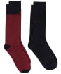 Men's Gant Dot and Solid Combed Cotton Socks - 2 Pack - Plumped Red