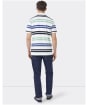 Men’s Crew Clothing Worthing Jersey Stripe Polo Shirt - White / Denim / Navy