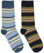Men's Barbour Summer Stripe Socks - 2 Pack - Navy / Sky Blue