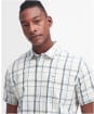 Men's Barbour Lerwick Regular Short Sleeve Checked Summer Shirt - Stone