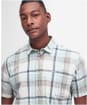 Men's Barbour Oakfield Regular Short Sleeve Checked Summer Shirt - Ecru