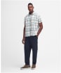 Men's Barbour Oakfield Regular Short Sleeve Checked Summer Shirt - Ecru