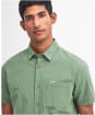 Men's Barbour Thermond Regular Short Sleeve Seersucker Summer Shirt - Green