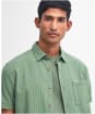 Men's Barbour Thermond Regular Short Sleeve Seersucker Summer Shirt - Green
