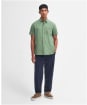 Men's Barbour Thermond Regular Short Sleeve Seersucker Summer Shirt - Green