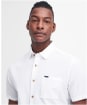 Men's Barbour Thermond Regular Short Sleeve Seersucker Summer Shirt - White