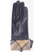 Women's Barbour Lady Jane Leather Gloves - Black / Dress Tartan