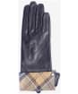 Women's Barbour Lady Jane Leather Gloves - Black / Dress Tartan