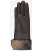 Women's Barbour Lady Jane Leather Gloves - Chocolate / Muted Tartan