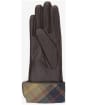 Women's Barbour Lady Jane Leather Gloves - Chocolate / Muted Tartan