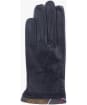 Women's Barbour Tartan Trimmed Leather Gloves - Black