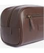 Men's Barbour Leather Washbag - Dark Brown