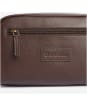 Men's Barbour Leather Washbag - Dark Brown
