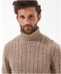 Men's Barbour Duffle Cable Rollneck Jumper - Stone