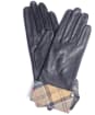 Women's Barbour Lady Jane Leather Gloves - Black / Dress Tartan