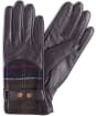 Women's Barbour Dee Leather & Tartan Gloves - Dark Brown