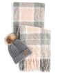 Barbour Saltburn Beanie & Tartan Scarf Set - Grey Rose