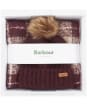 Barbour Saltburn Beanie & Tartan Scarf Set - Cabernet