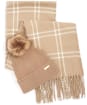 Women's Barbour International Mallory Beanie & Windowpane Wrap Set - Light Trench