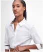 Women's Barbour Lavender Long Sleeve, Fitted, Cotton Blend Shirt - WHITE/HESSIAN TA