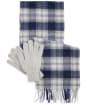 Men’s Barbour Tartan Scarf and Glove Gift Set - Blue Granite