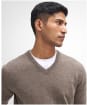 Men's Barbour Essential Lambswool V Neck Sweater - Dark Stone