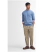 Men's Barbour Essential Lambswool Crew Neck Sweater - Cool Blue