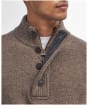 Men's Barbour Patch Half Button Lambswool Sweater - Dark Stone