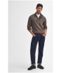 Men's Barbour Patch Half Button Lambswool Sweater - Dark Stone