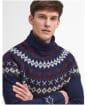 Men's Barbour Roose Fair Isle Rollneck - Navy