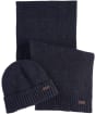 Men’s Barbour Carlton Fleck Beanie & Scarf Gift Set - Navy