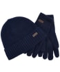 Men's Barbour Carlton Beanie & Gloves Gift Set - Navy