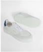 Women's Barbour Celeste Lace Up Cupsole Leather Sneakers - WHITE/CHAMBRAY