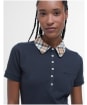 Women's Barbour Malvern Polo Shirt - Navy / Hessian
