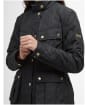 Women's Barbour International Halsey Quilted Jacket - BLACK/SILVER BIR