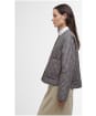 Women's Barbour Check Monroe Quilted Jacket - Navy / Sand Gingham