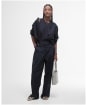 Women's Barbour Hampton Relaxed Fit Linen Shirt - Dark Navy / Safari Tartan