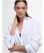 Women's Barbour Hampton Relaxed Fit Linen Shirt - White / Safari Dress Tartan