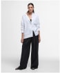 Women's Barbour Hampton Relaxed Fit Linen Shirt - White / Safari Dress Tartan