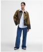Women's Barbour Alma Waxed Jacket - Sand / Archive Olive / Beech